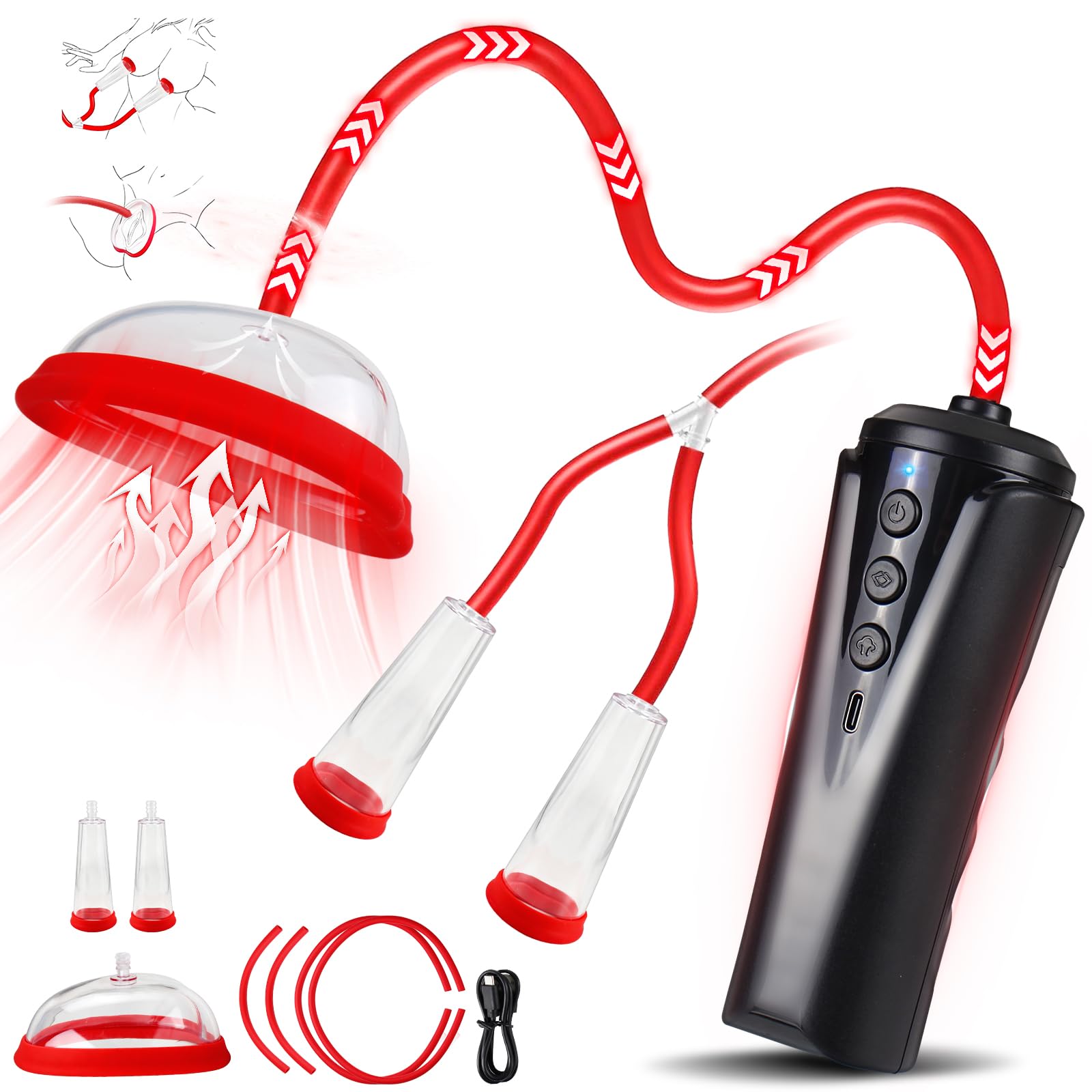 Pussy Pump Clitoral Pump Vacuum Pump with 3 Suction Levels & 7 Modes, Nipple Sucker Clit Sucker for Women Pleasure, Vagina Toy Female Women Sex Toys, BDSM Kit Adult Sex Toys for Couples Games