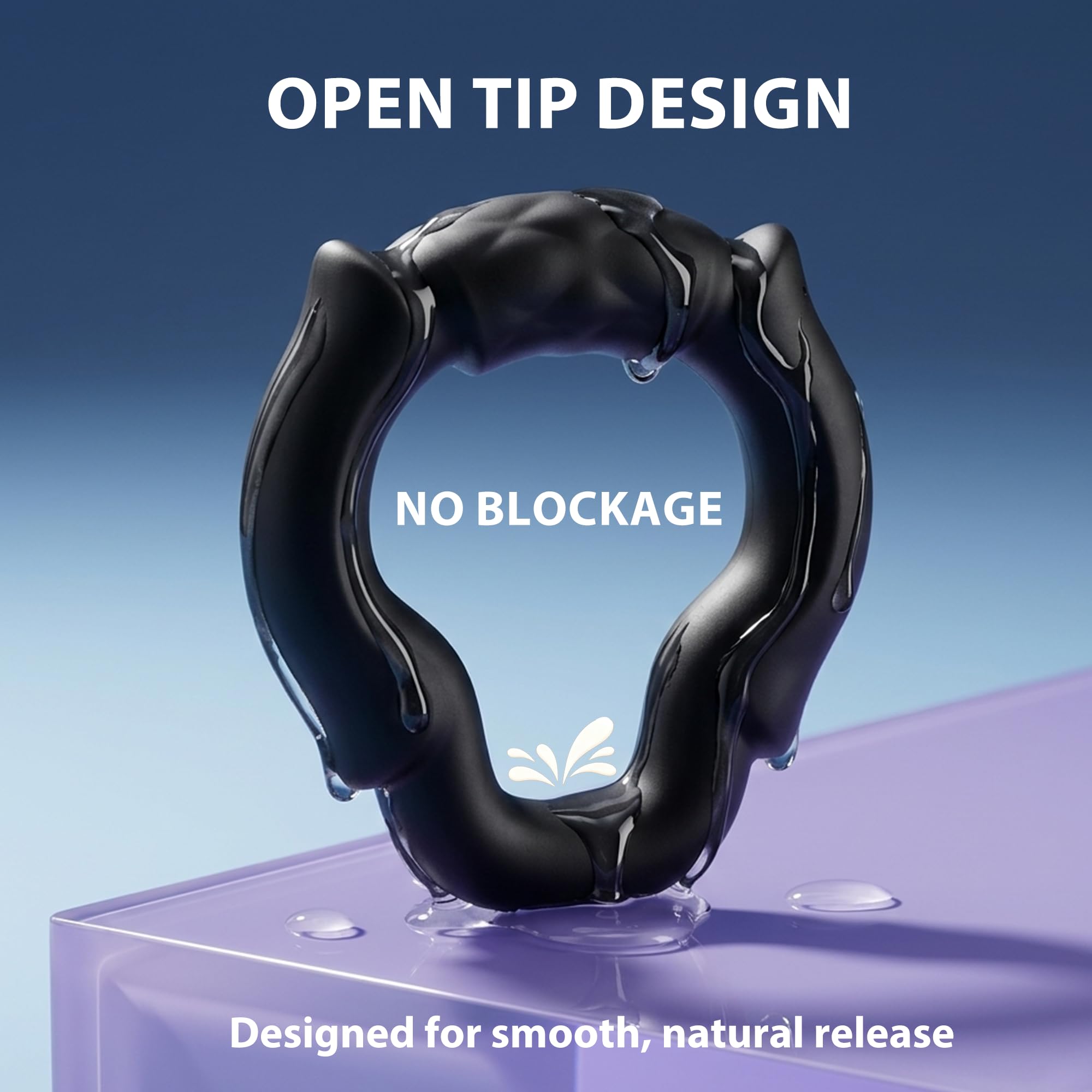 Open Tip Cock Ring Set for Men, 3 Size Silicone Penis Rings with 6-Point Pressure Support, No Blockage Design for Natural Ejaculation, Ergonomic Body-Fit Erection Support Ring, Couple Sex Toy
