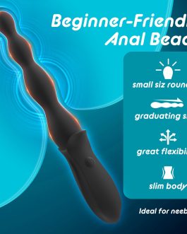 Vibrating Anal Beads Beginner-Friendly Butt Plug, Adult Sex Toy for Men Women Couples, Flexible Silicone Prostate Massger Anal Vibrator with 2 Motors 10 Vibrations, Anal Plug Anal Toy Anal Sex Toys