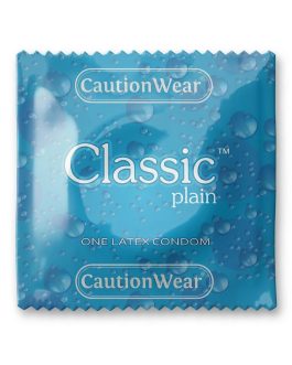 CautionWear Classic Condom – Premium Latex, N-9 Free, Ultra Smooth Silicon-Based Lubricant, Secure Fit, Individually Wrapped, 100-pack