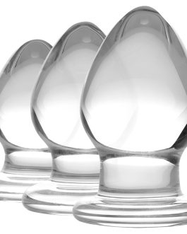 Triplets 3 Piece Clear Glass Anal Plug Training Kit