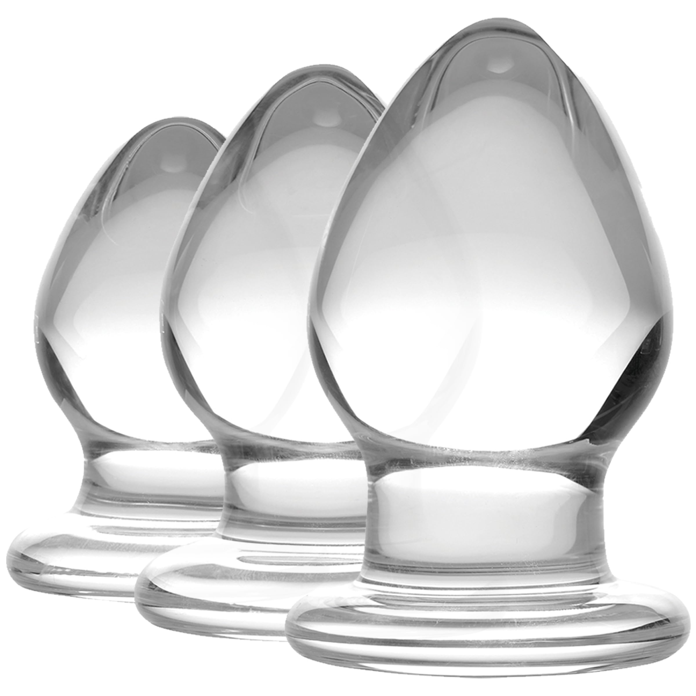 Triplets 3 Piece Clear Glass Anal Plug Training Kit