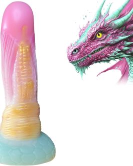Fantasy Ribbed Dildo with Knot Huge Monster Dildo U & G-spot Big Colorful Dragon Dildos with Suction Cup, Long Anal Plug Adult Sex Toys & Games for Women Men Couples