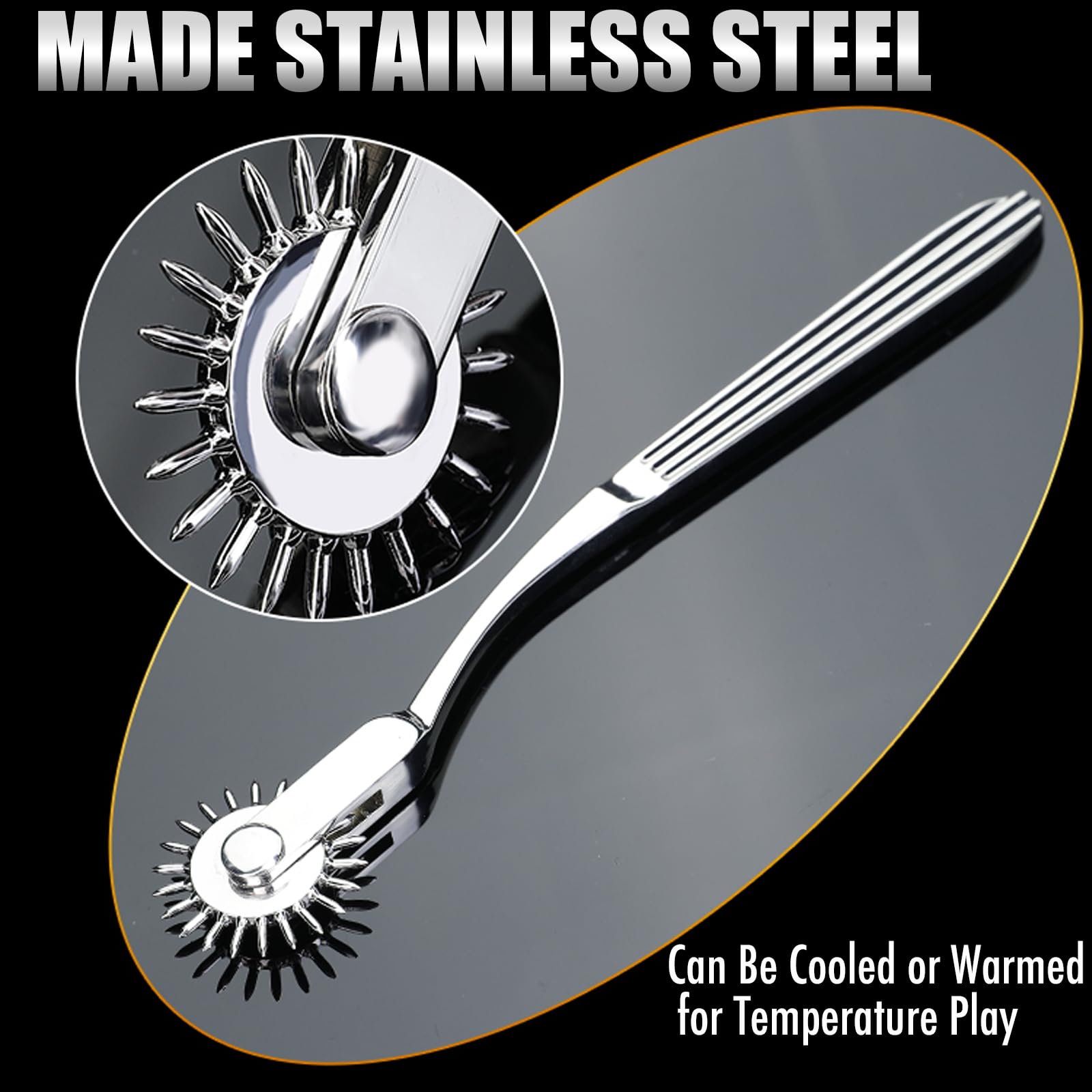 BDSM Toys Foreplay Pinwheel Sex Toys, Stainless Steel Wartenberg Wheel Roller Sex Tools Bondage BDSM Bear Sensory Play, 22 Pins Flirting Stimulation Roller Portable Couple Sex Toys Adult Bedroom Play