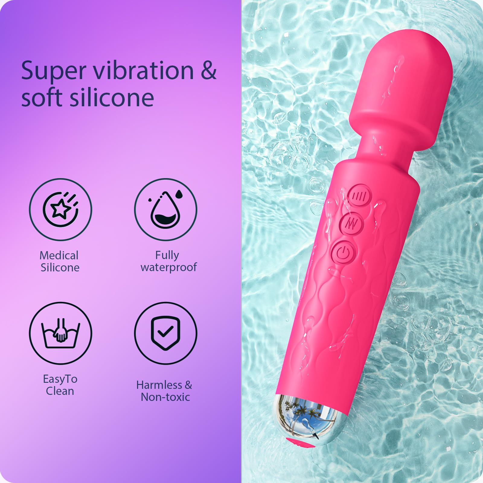 Premium Vibrator Wand for Relaxation and Pleasure 6 Vibrator Wand,Adult Sex Toy Wand, G Spot Dildo, Clit Vibrator, Sex Vibrators,Clitoris Stimulation,with 8 Speeds & 20 Patterns,Fully Waterproof,Vibrating Wand for her Pleasure (Rose Red)