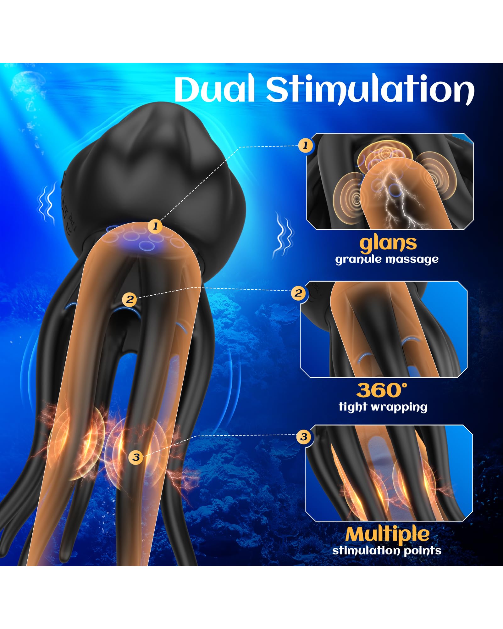 EINSEO Sex Toys for Men Penis Vibrator - Upgraded Larger Male Masturbator Sex Toy with 10 Powerful Vibrating for Clit Nipple Stimulation, 8-Tentacle Full Wrapping Adult Mens Sex Toys for Gay Female