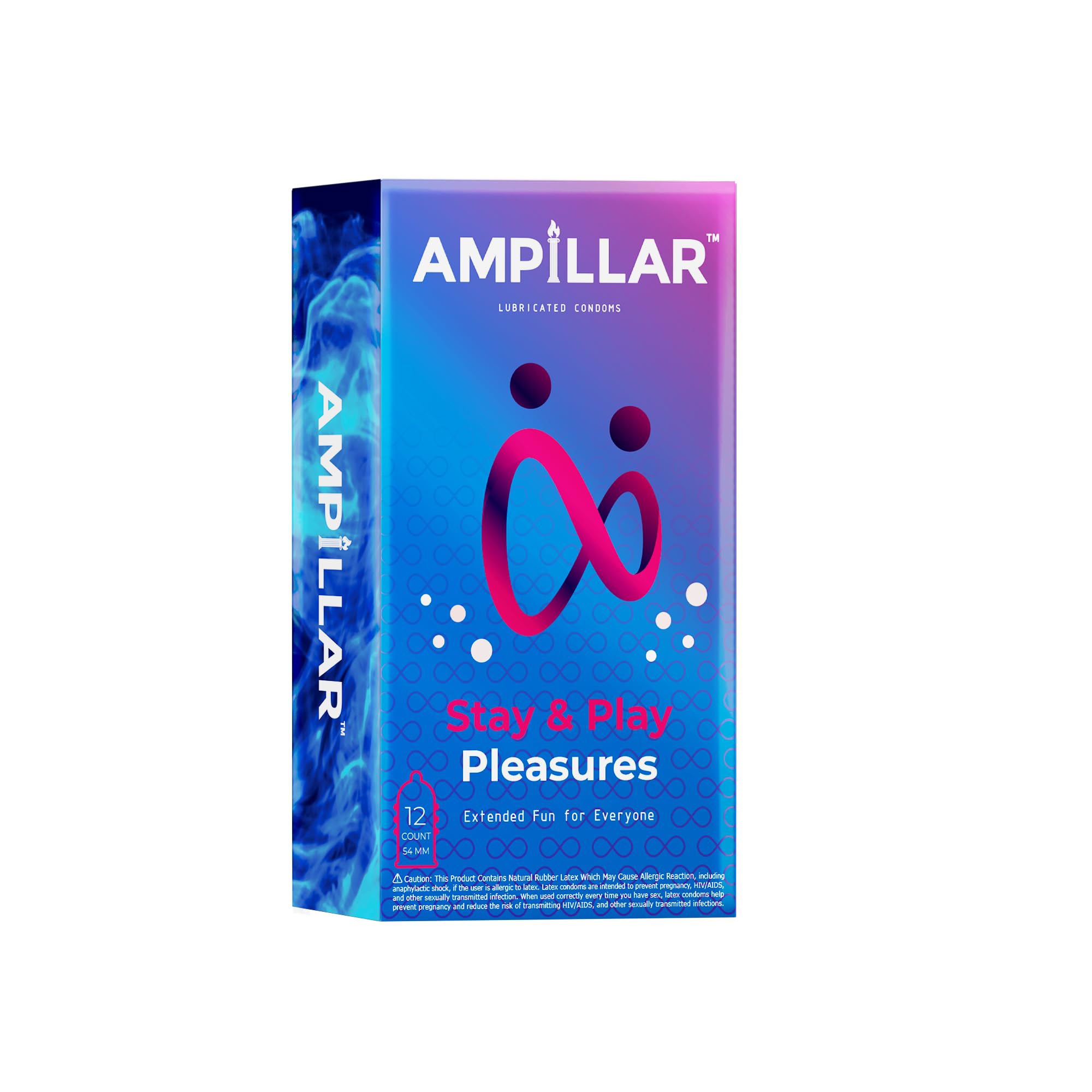 AMPILLAR Condoms Stay & Play Pleasures, Extended Pleasure and Studded Sensations Lubricated Condoms - 12 Count