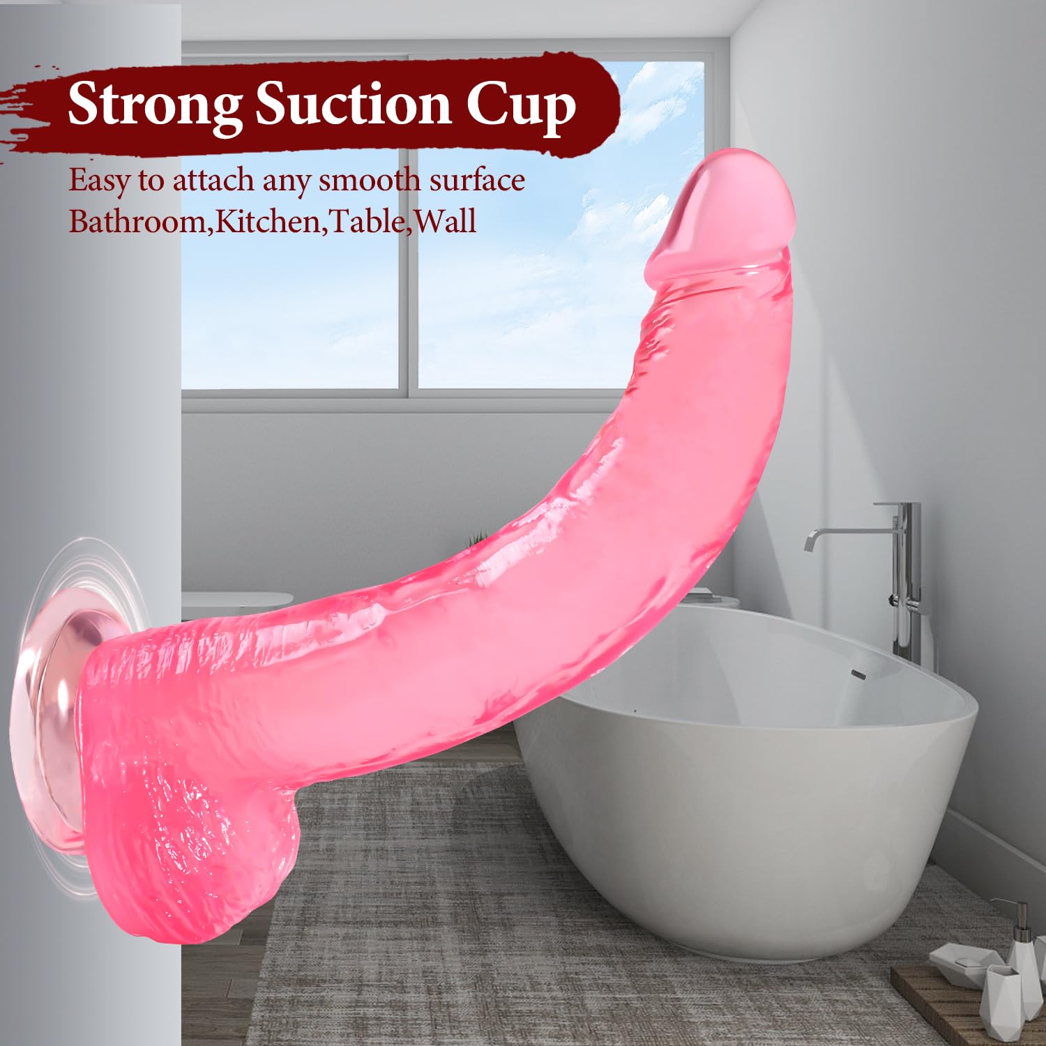 Big Dildo, 11.61 Inch Thick Dildos Lifelike Skin-Touching Feeling, Soft Pink Dildo with Strong Suction Cup, Big Size G-spot Penis Sex Toys for Advanced Women and Men Players