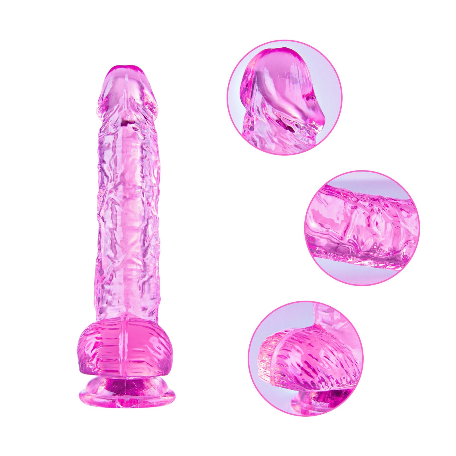 6.4-inch Pink Dildo, Cute Small Anal Dildo, Realistic Slim Penis, with Strong Suction Cup and Balls, G-Spot and Anal Stimulation, Suitable for Beginner Women/Men