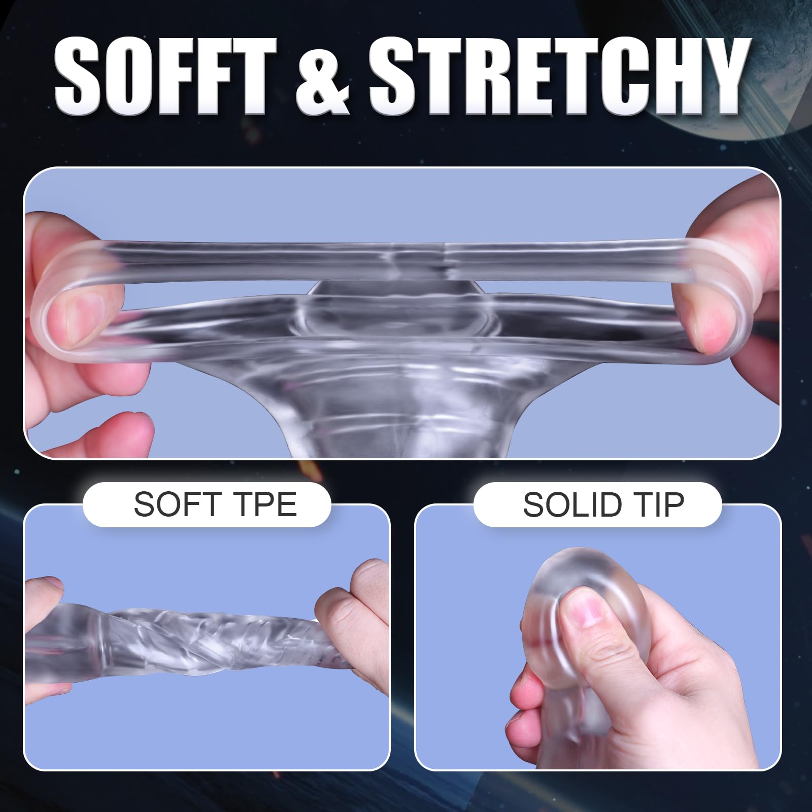 Clear Penis Sleeve Pennis Extender Kit, 3 Sizes Cock Sleeve Cock Ring Penis Extender Penis Extension for G spot Stimulation, Realistic Penisen Extender Sleeve Penis Sheath Dick Extender Male Sex Toys