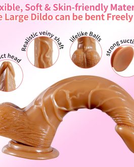 Strap on Dildo with Harness, Wearable Realistic Dildo Body-Safe Material with Strong Suction Cup, Anal Vagina G Spot Stimulator, Adult Sex Toys for Women Lesbian Couple Gay Men Beginner (Brown)