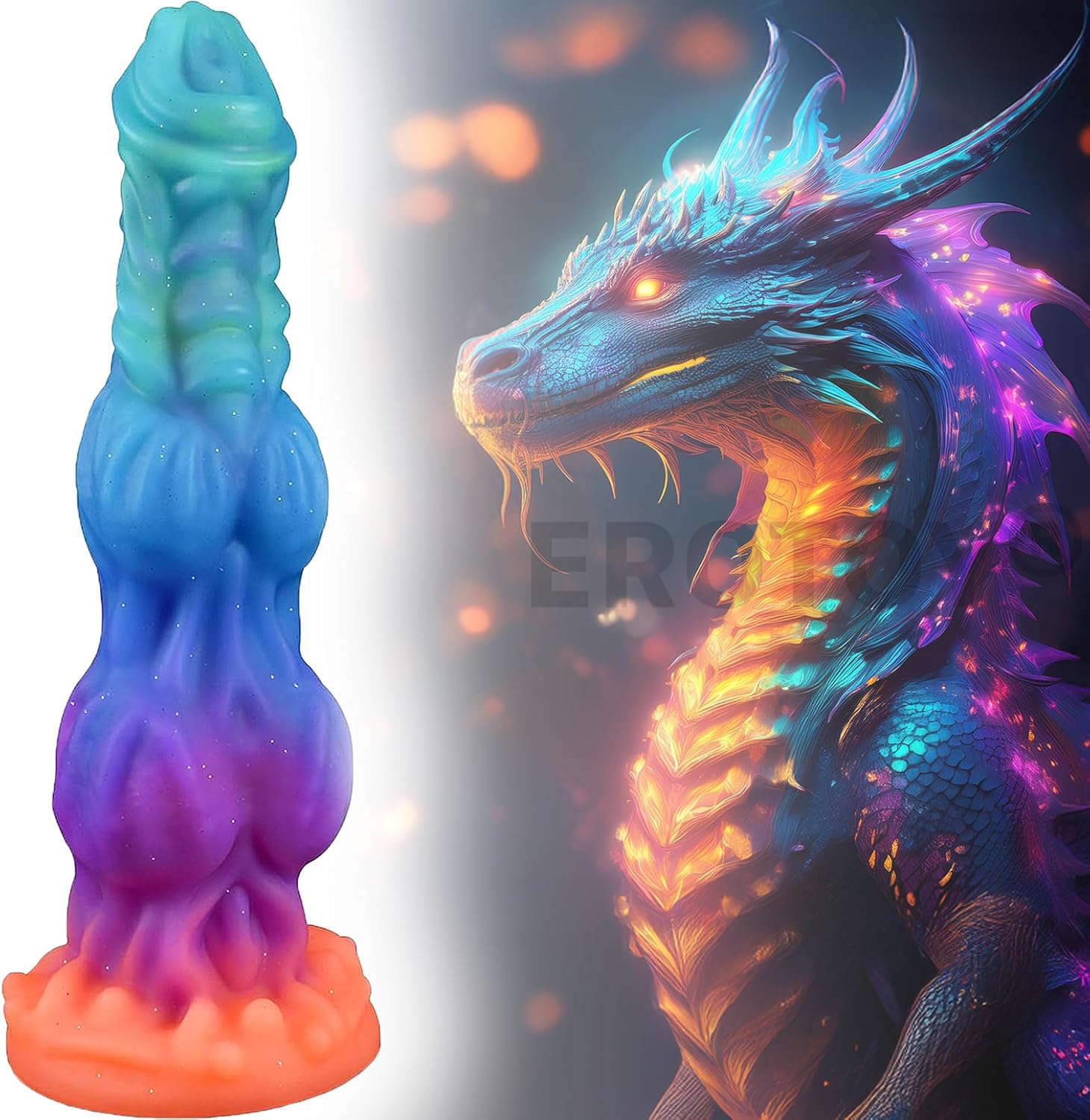 7.2" Fantasy Monster Dildo with Knot U & G-spot Dragon Dildo with Suction Cup, Long Anal Plug Adult Sex Toys & Games for Women Men Couples (DrakoPod)