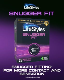 Lifestyles Snugger Fit Natural Rubber and Lubricated Latex Condoms Value Pack, 25 Count, 1 Pack, Triple Tested for Best Protection, Made with UltraGlide Silicone Lube