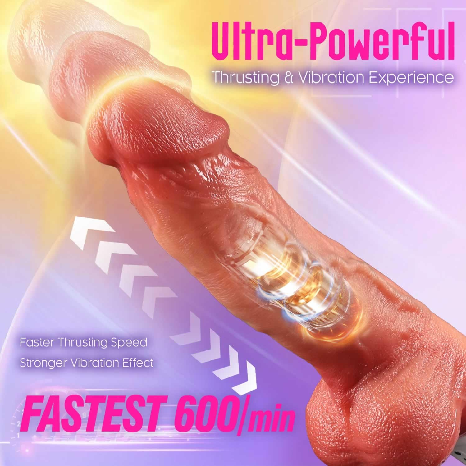 Thrusting Dildo Vibrator Sex Toys Machine, Upgraded Realistic Vibrating Dildos with Adjustable Suction Cup, G Spot Dildo Adult Toy with 9 Vibration & 9 Thrusting & Heating Modes for Women Men Couple