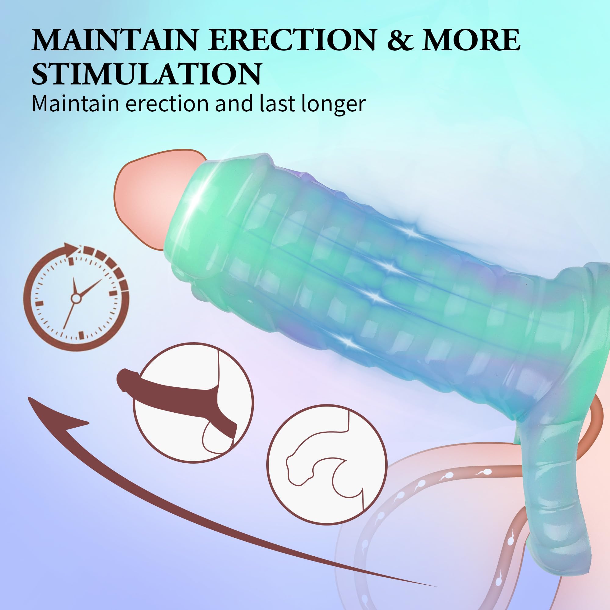 Dragon Penis Sleeve Enlargers Sex Toy for Men, Luminous Silicone Dildo Sleeve Male Penis Girth Extender with Cock Ring, Reusable Penis Enlargement Male Adult Sex Toys for Couples Play