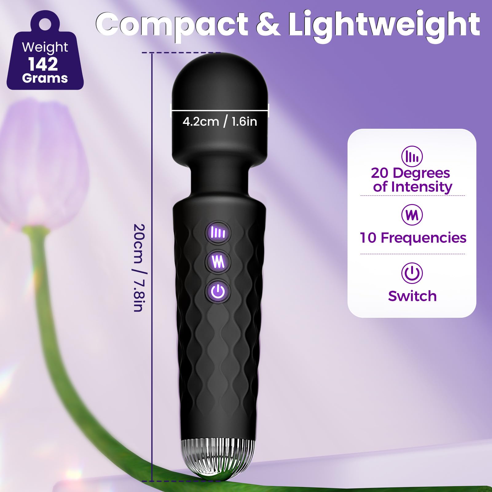 TouchReal Wand Massager - Small Vibrator 10-Speed Rechargeable Vibrator with Flexible Head, Fast Charging, Quiet & Waterproof, APP Control Sex Toys for Women