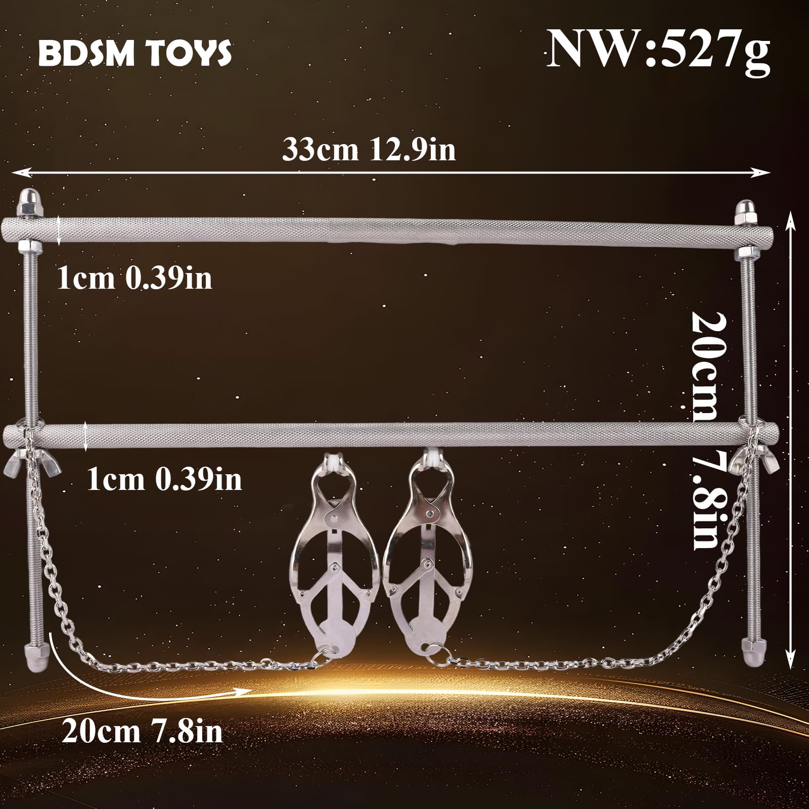 BDSM Kit Breast Bondage Restraints with Clover Nipple Clamps,Sex Restraints Slave BDSM Kink Toy,Adjustable Compaction Rack Breast Torture Stimulation Sex Toys for Couples