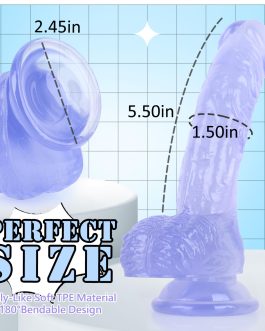 7.5 Inch Soft Dildo, Realistic Anal Dildo Stimulation Vaginal and Anal, Safe Material Flexible Penis with Curved Shaft and Balls,Women Men Adult Sex Toy,Beginner Sexual Fantasy Strong Suction Cup Toys