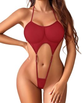 Avidlove Mesh Bodysuit for Women Halter Straps Sexy Lingerie One Piece Sheer Babydoll Top Outfits