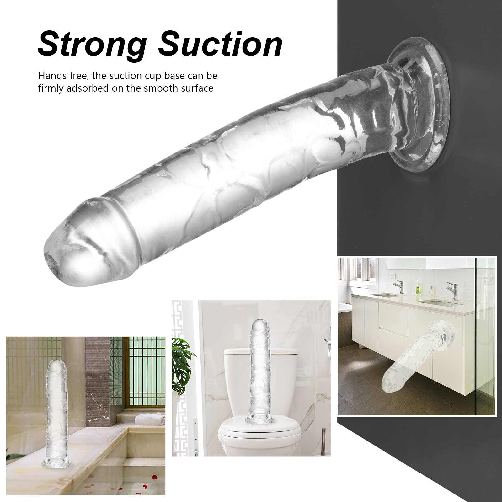 Realistic Dildo 7.1 inch, Clear Dildo with Strong Suction Cup for Hands-Free Play, Soft Material Adult Sex Toys for Beginner and Couple