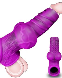 Cock Sleeve Penis Extender Sheath with Cock Ring, Fantasy Knot Penis Sleeve to Enlarge and Prolong, Soft Silicone Wearable Girth Dick Sheaths, Reusable Dragon Enlargers Sex Toys for Men Couples