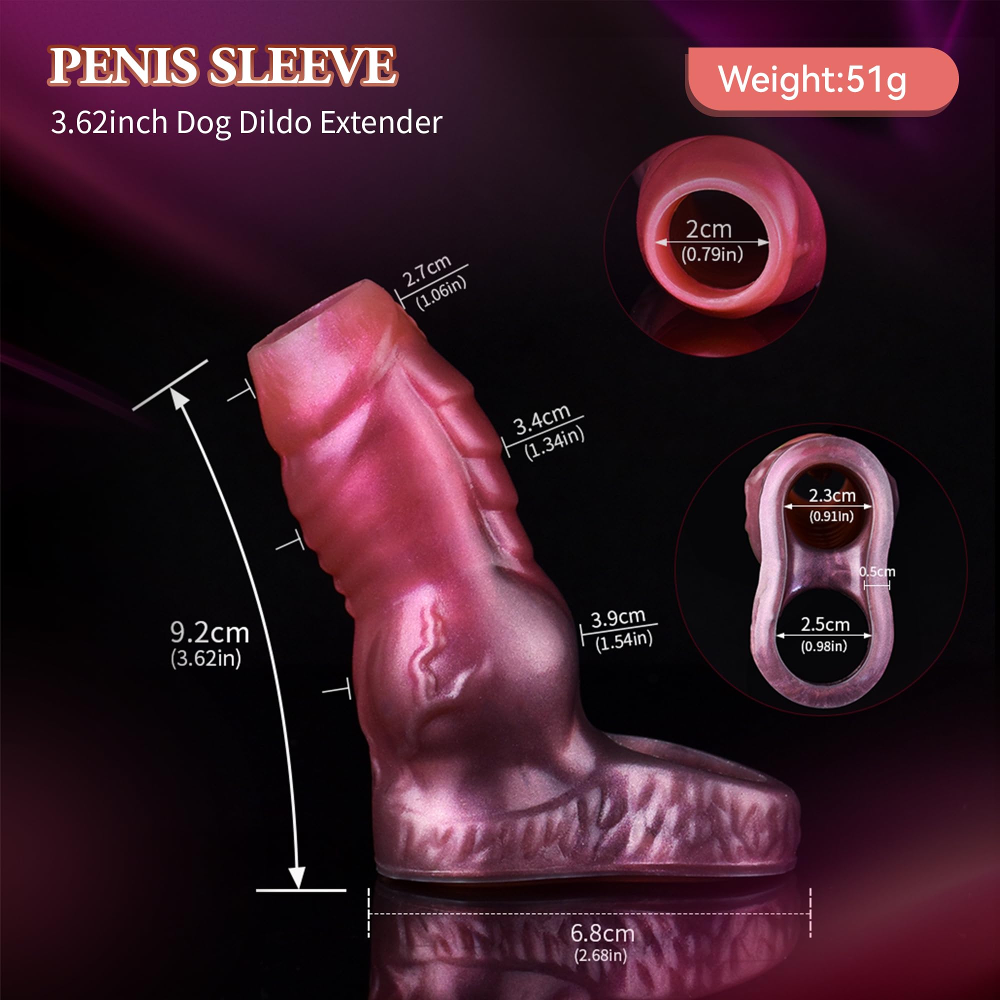 Penis Sleeve Small Size Cock Sleeve Girth Extension Sex Toys for Men, 3 Sizes Pink Silicone Penis Ring Delay Ejaculation Enhance Erection Penis Enlargement Sheath for Male Couples(Small)