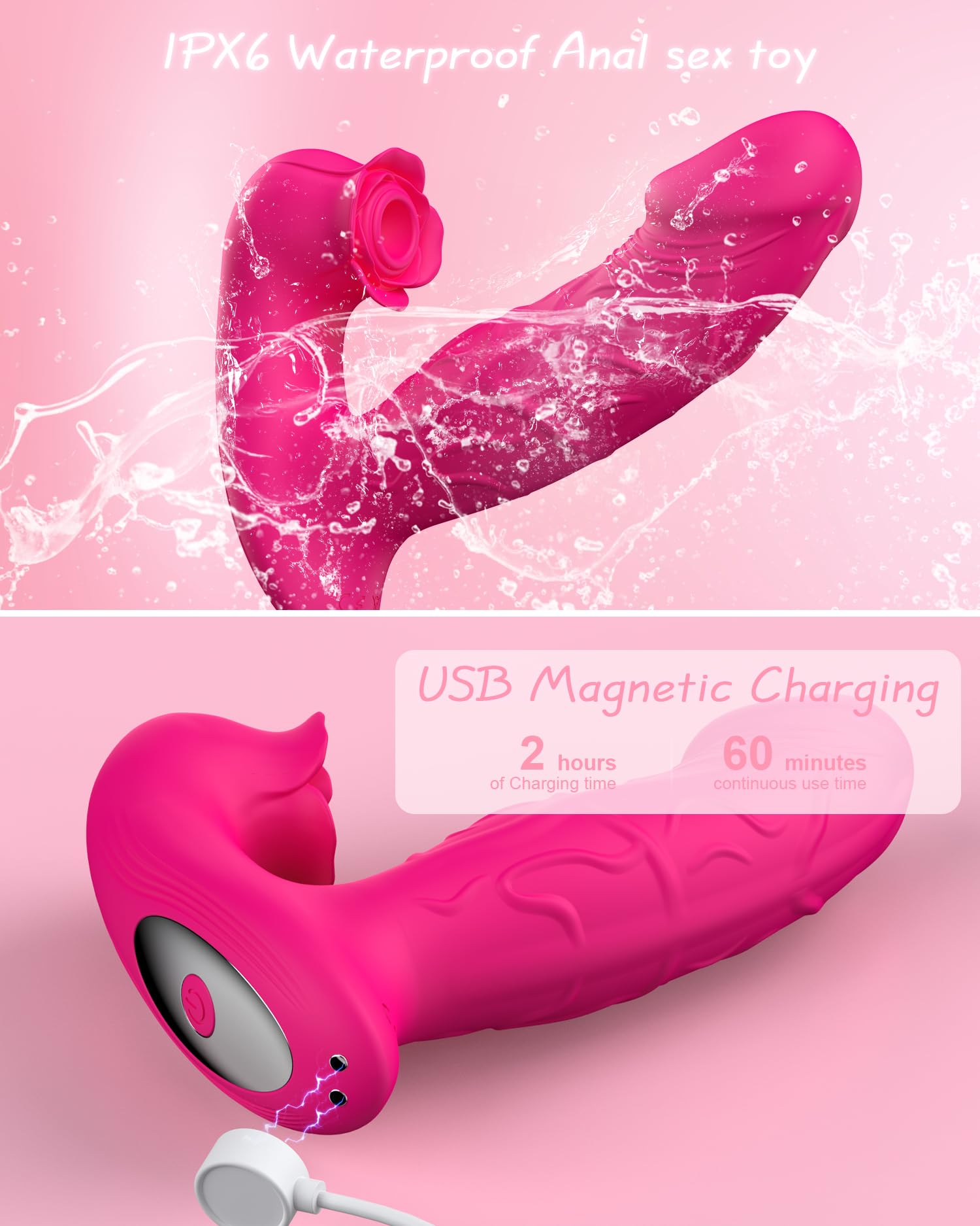 Rose Vibrator Toy for Woman,Sucking Dildo Stimulator with 9 Sucker Vibrators Modes,Remote Control G Spot Nipple Stimulation Sex Toys,Anal Plug for Adult Sex Toy for Woman Female Couples (Rose Red)