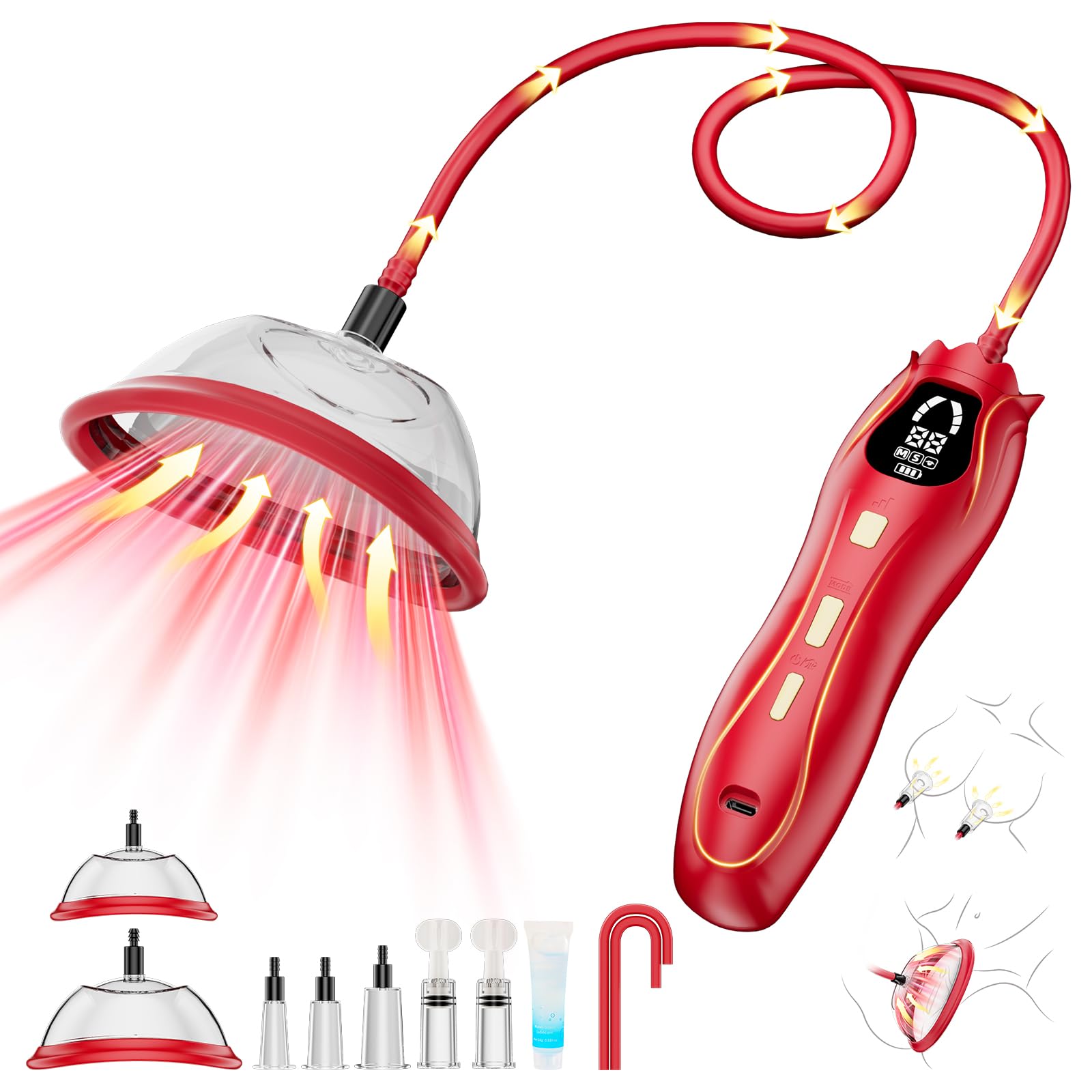 Pussy Pump Electric Rose Clitoral Pump - Vagina BDSM Nipple Sucking Toy for Women, 3 Suction Levels & 3 Modes Adult Sex Toys Pumps Enlargers, 2 Clit & 5 Nipple Suckers, Rose Toys Kit for Female Couple