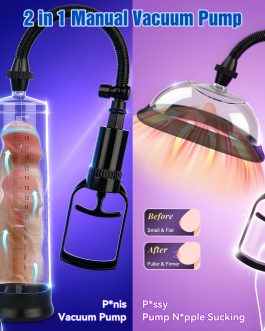 Penis Pump Pussy Pump 2 in 1 Adult Toy, Manual Vacuum Pennis Extender with Nipple & Clit Suckers, Mini Pocket Pussy& Cock Ring Kit, Male Masturbator, Couples Sex Toys – Pumps & Enlarger