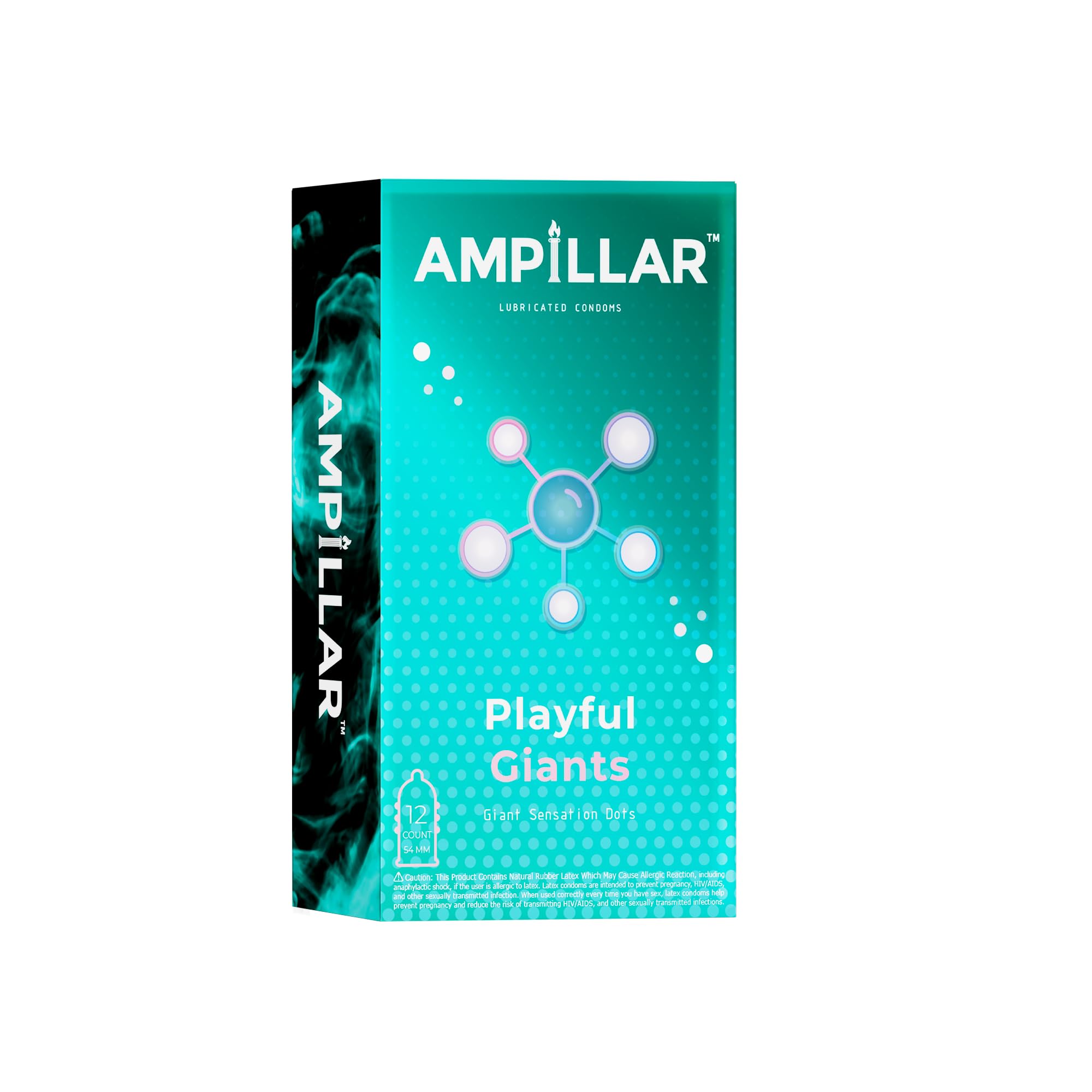AMPILLAR Condoms Playful Giants, Giant Sensation Dots Lubricated Condoms - 12 Count