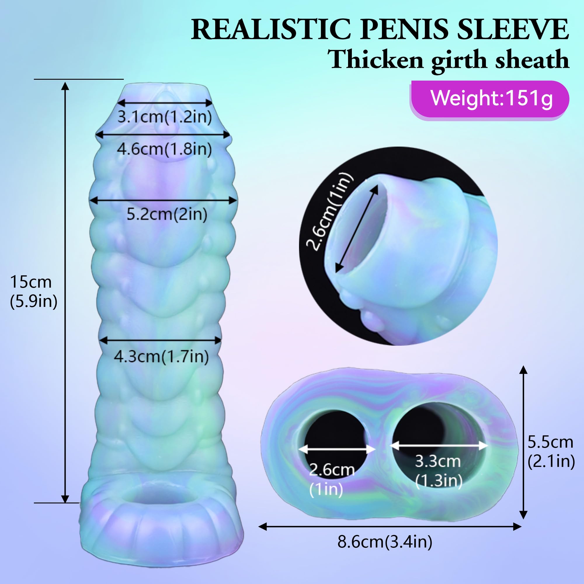 Dragon Penis Sleeve Enlargers Sex Toy for Men, Luminous Silicone Dildo Sleeve Male Penis Girth Extender with Cock Ring, Reusable Penis Enlargement Male Adult Sex Toys for Couples Play