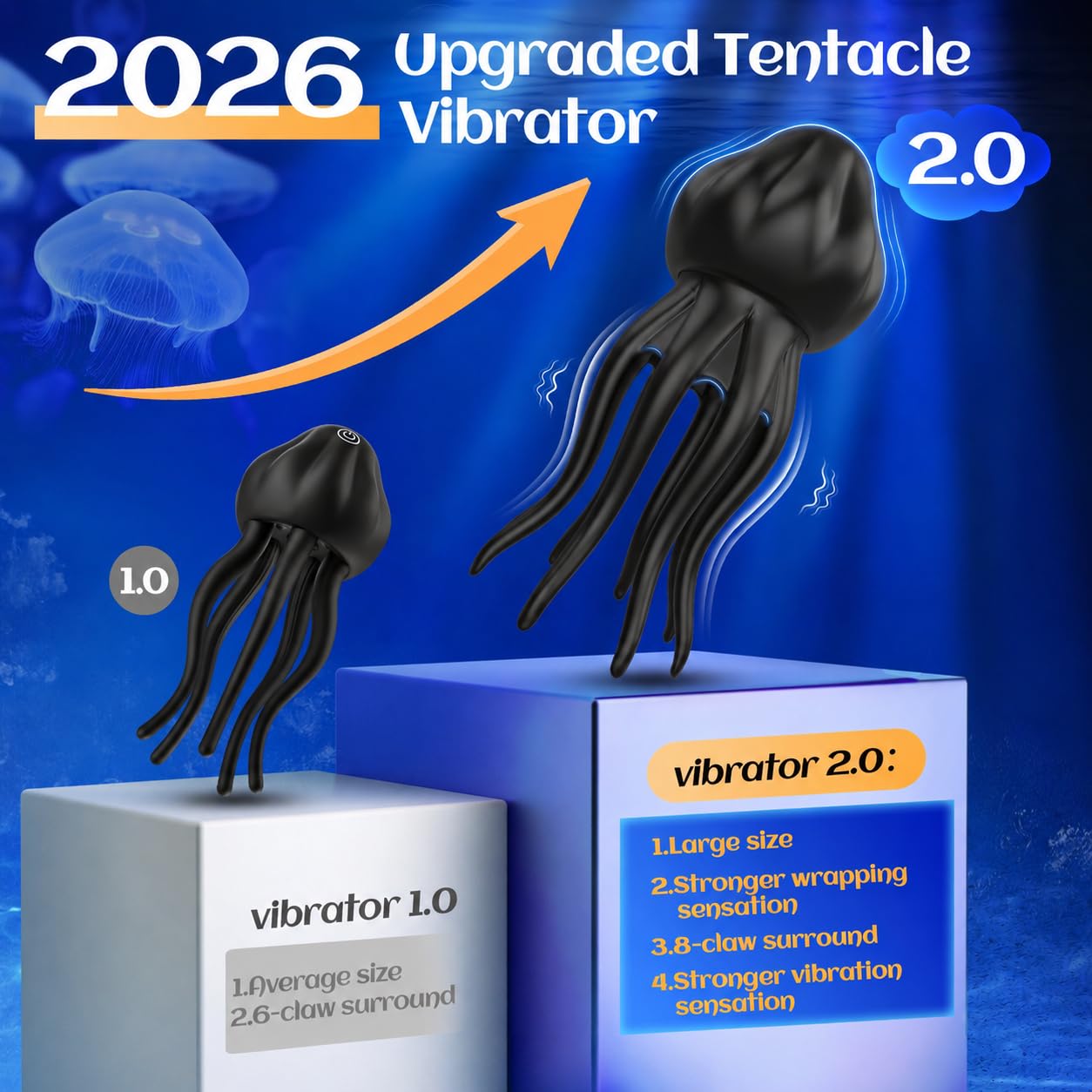 EINSEO Sex Toys for Men Penis Vibrator - Upgraded Larger Male Masturbator Sex Toy with 10 Powerful Vibrating for Clit Nipple Stimulation, 8-Tentacle Full Wrapping Adult Mens Sex Toys for Gay Female