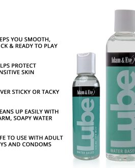 Adam & Eve Water Based Lube, Personal Lubricant, Long Lasting Non Sticky Non Staining Lube for Men, Gifts for Women and Couples, Lubricants for Privacy and Toys, Easy Clean Up, 4 oz (Unflavored)