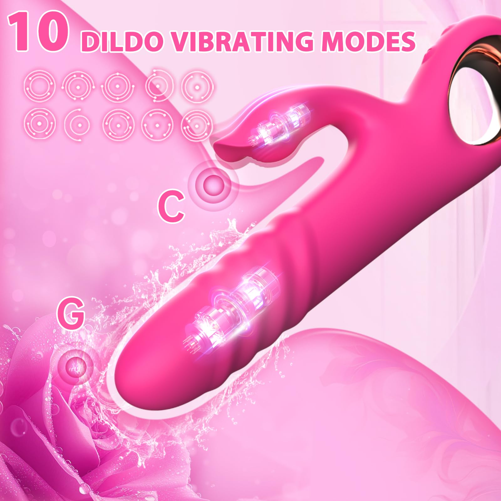 Thrusting Vibrator Sex Toys - G Spot Dildo Vibrators with 10 Powerful Vibration 10 Thrust Modes, Rabbit Dildos Silicone Waterproof Clitoral Stimulator, Adult Sex Toy for Women