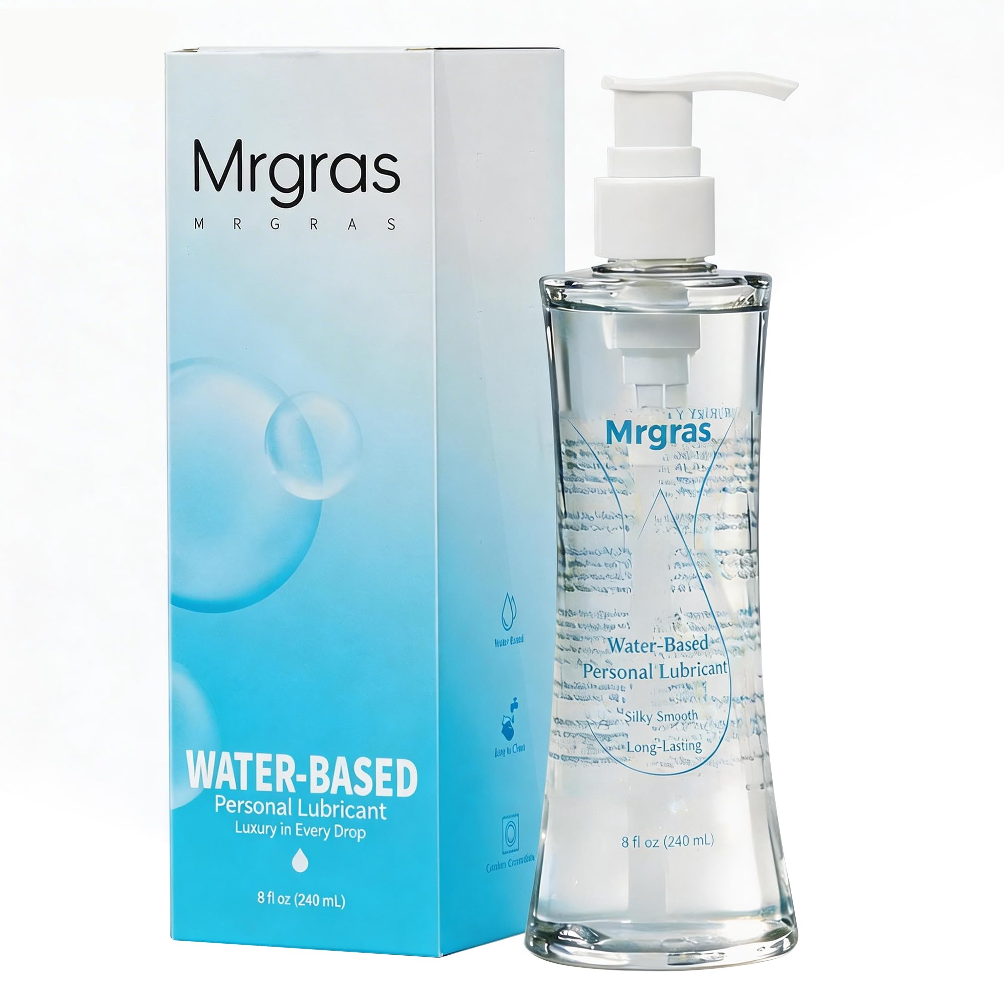 Personal Water-Based Premium Lube - Mrgras Sex Lube for Men, Women & Couples, Long-Lasting, Non-Staining & Easy Clean-Up, Safe for Toys & Latex Condoms, Ideal for Vaginal & Anal Use, 8 Fl Oz