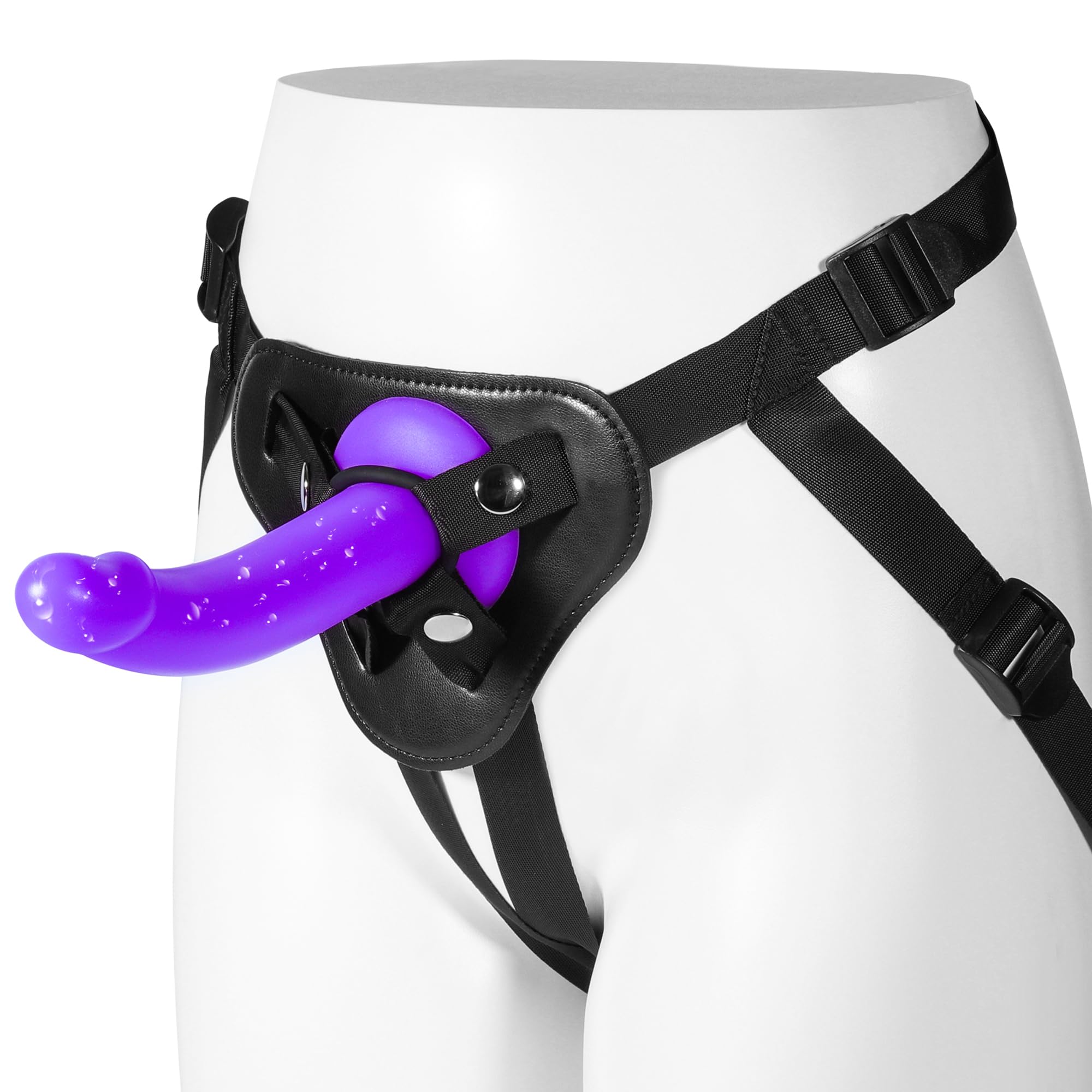 Strap On Dildo Sex Toys: Soft Strap on Harness with 6.75 Inch Curved Liquid Silicone Dildo Adult Toys for Pegging Play, Wearable Strapon Realistic Anal Dildos for Men Lesbian Couple Sex Toys
