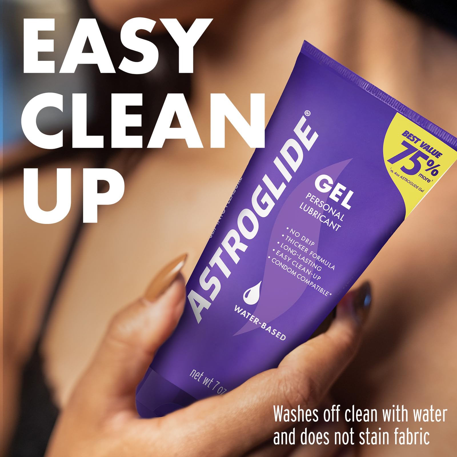 Astroglide Water Based Lube (7oz), Ultra Gentle Gel Personal Lubricant for Vaginal and Anal Sex, Stays Put with No Drip, Sex Lube, Safe for Toys