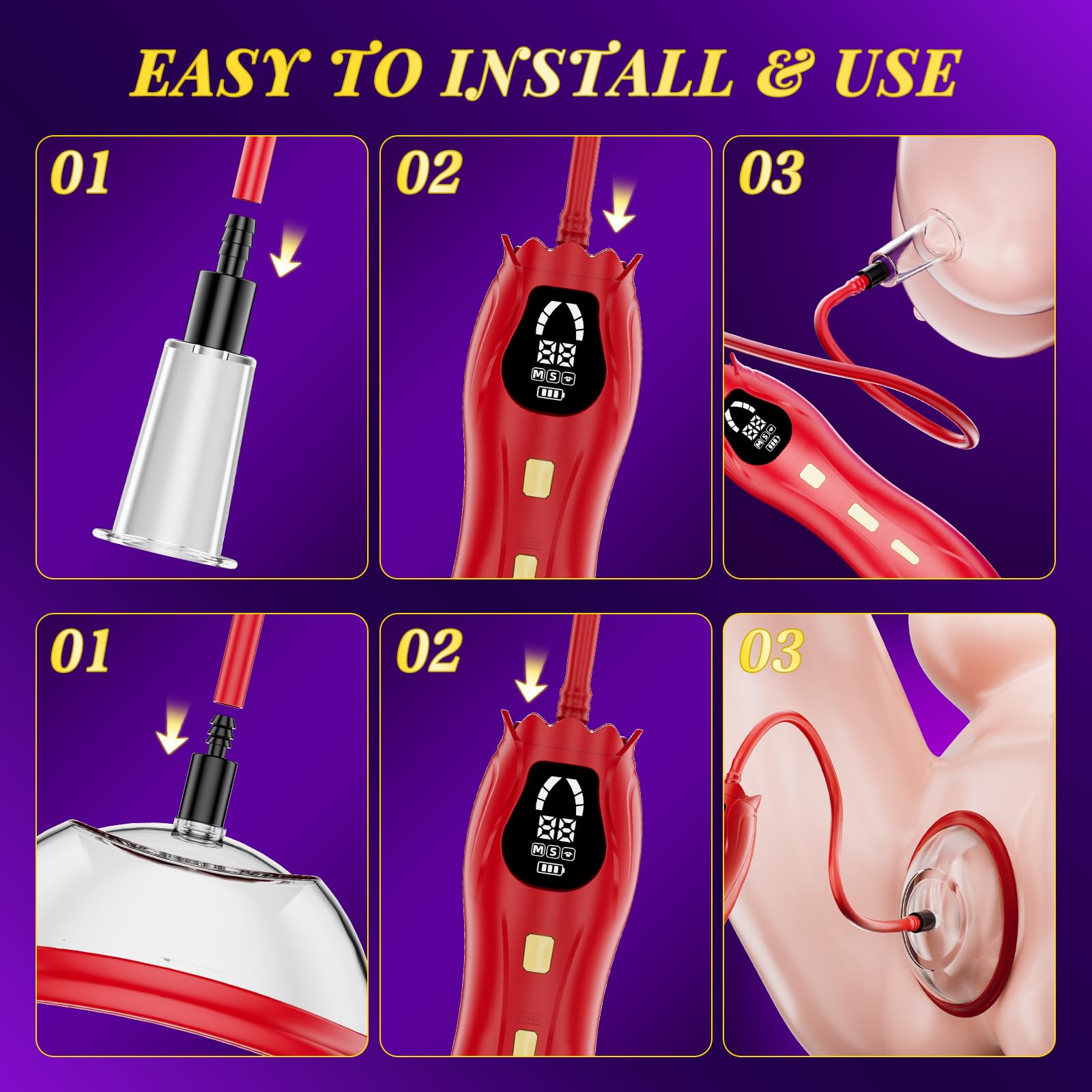 Pussy Pump Electric Rose Clitoral Pump - Vagina BDSM Nipple Sucking Toy for Women, 3 Suction Levels & 3 Modes Adult Sex Toys Pumps Enlargers, 2 Clit & 5 Nipple Suckers, Rose Toys Kit for Female Couple