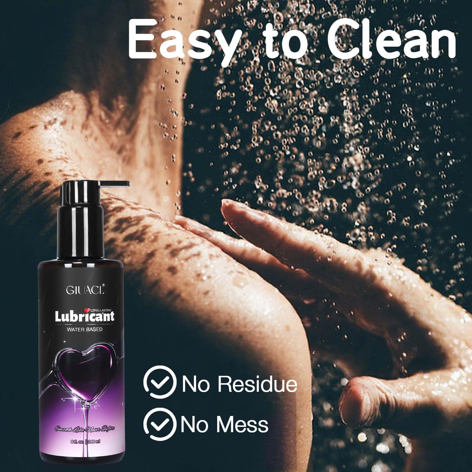GIUACL Water Based Lube Set, 8+2oz Lubricants for Privacy and Toys, Natural Long Lasting Lube Gel for Men, Women & Couples, Non-Staining, pH Friendly (Home+Travel Size)