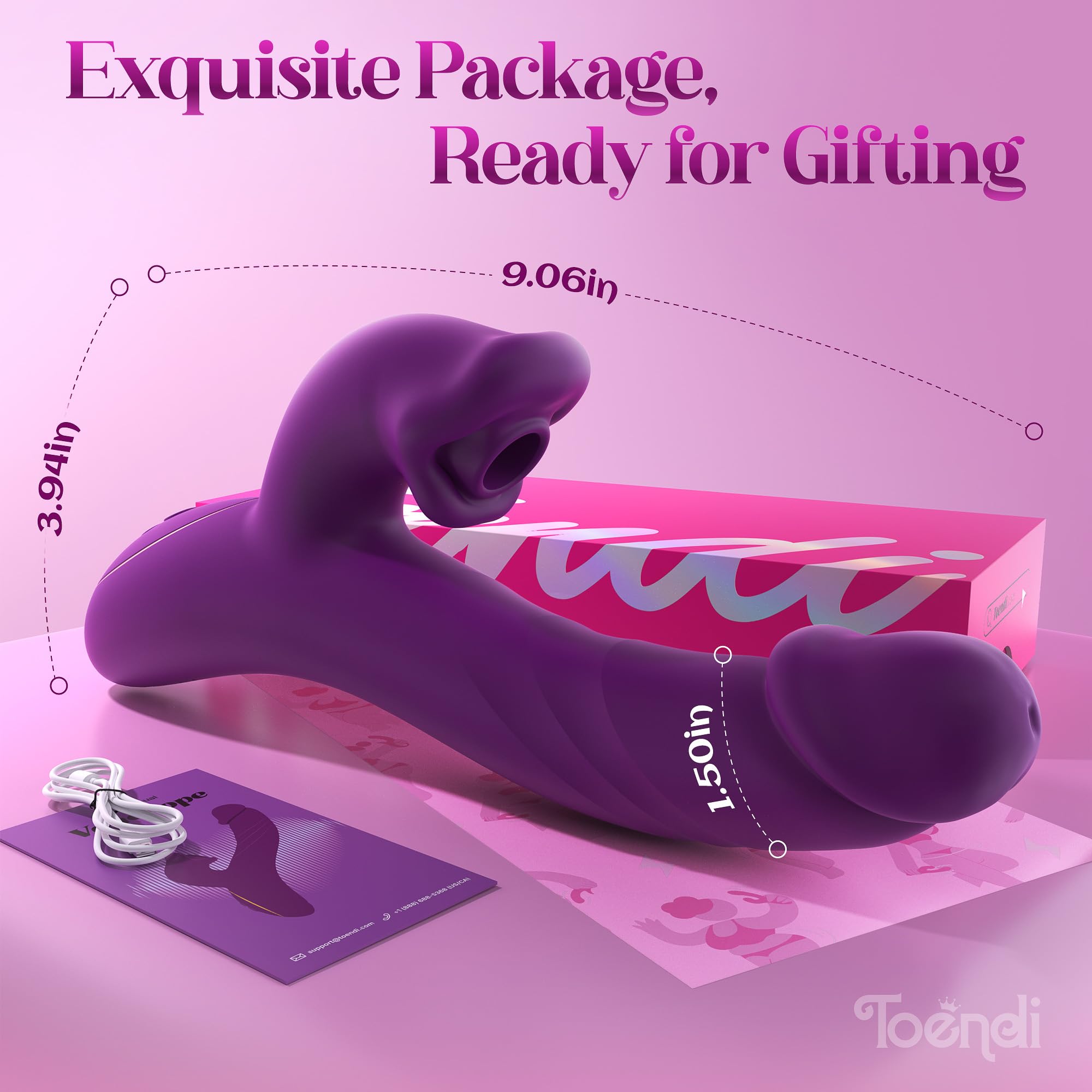 Toendi Sucking Vibrator Adult Sex Toy, Nipple Clit Sucker & Thrusting Dildo