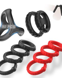 Silicone Penis Ring Set Sex Toys for Men, Amortoy 10 PCS Men’s Cock Rings Penis Sleeve Shaft for Erection Enhancing, Soft Stretchy Male Sex Toys, Adult Toys for Couples Pleasure