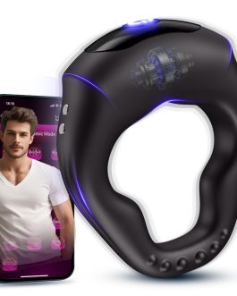 Vibrating Cock Ring Ergonomic Contour, 10 Vibrations Sex Toys for Men Silicone Penis Ring Secure Wrap-Around Design for Male Erection, APP Control Male Sex Toy for Adult Couples Pleasure Chastity Cage