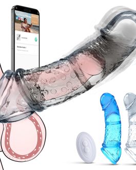 Vibrating Penis Sleeve for Men – 10 Vibration Modes Reusable Extender with 3 Sleeves & 2 Adjustable Rings, App Remote Control Adult Pleasure Toy for Couples, Girth Enhancer & Long Lasting Support