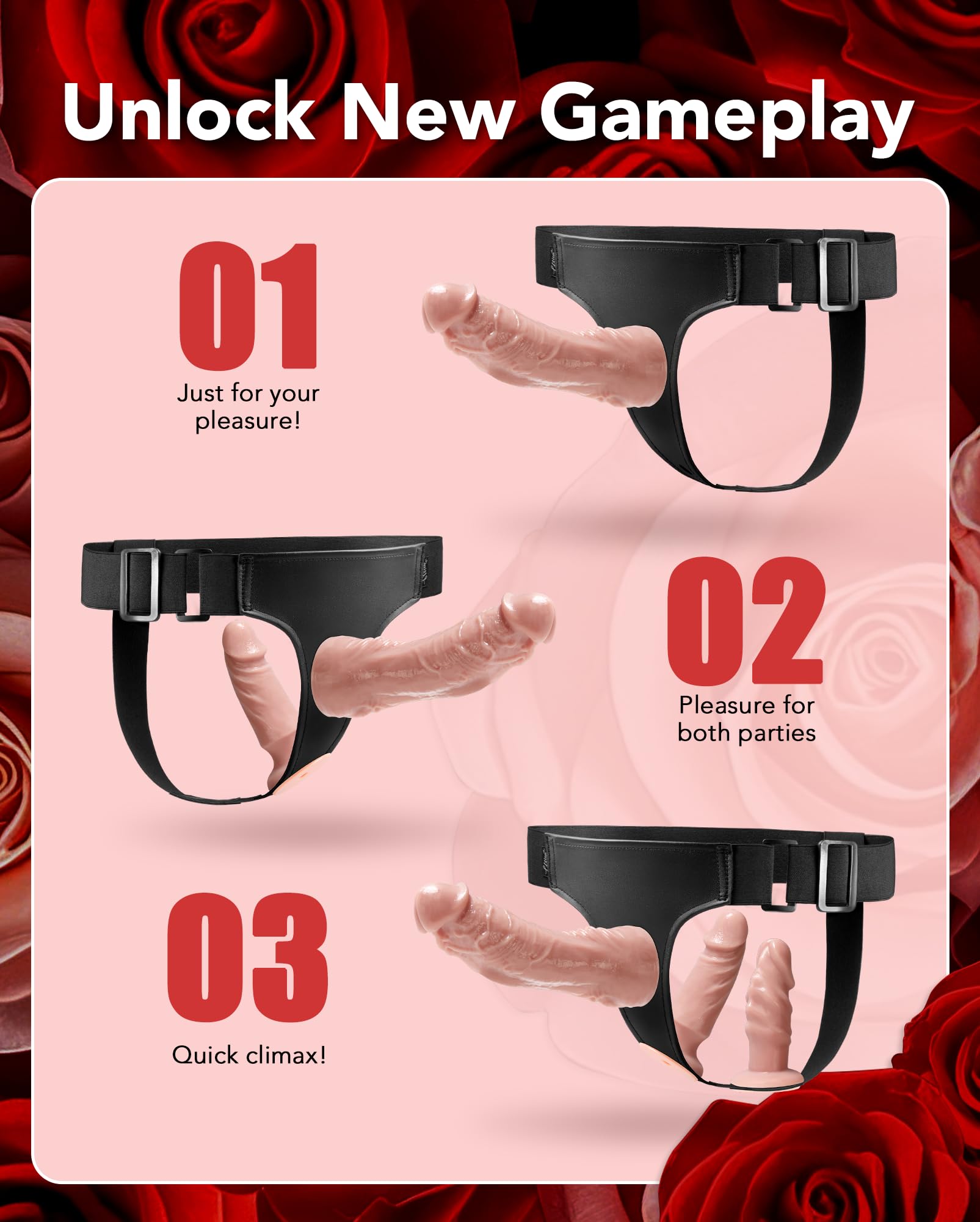 Strap on Dildo Adult Toys - UTIMI Strapon 3 Removable Realistic Silicone Dildos Consoladores Wearable Dildo Pants G-Spot Stimulator Strap on Harness for Women & Lesbian Couples Sex Toys