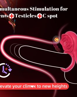 Vibrating Cock Ring with Rose Clitoral Stimulator, Pleasure Penis Ring Vibrator Couples Adult Sex Toys for Men Women, 7 Vibrations Male Couple Sex Toy