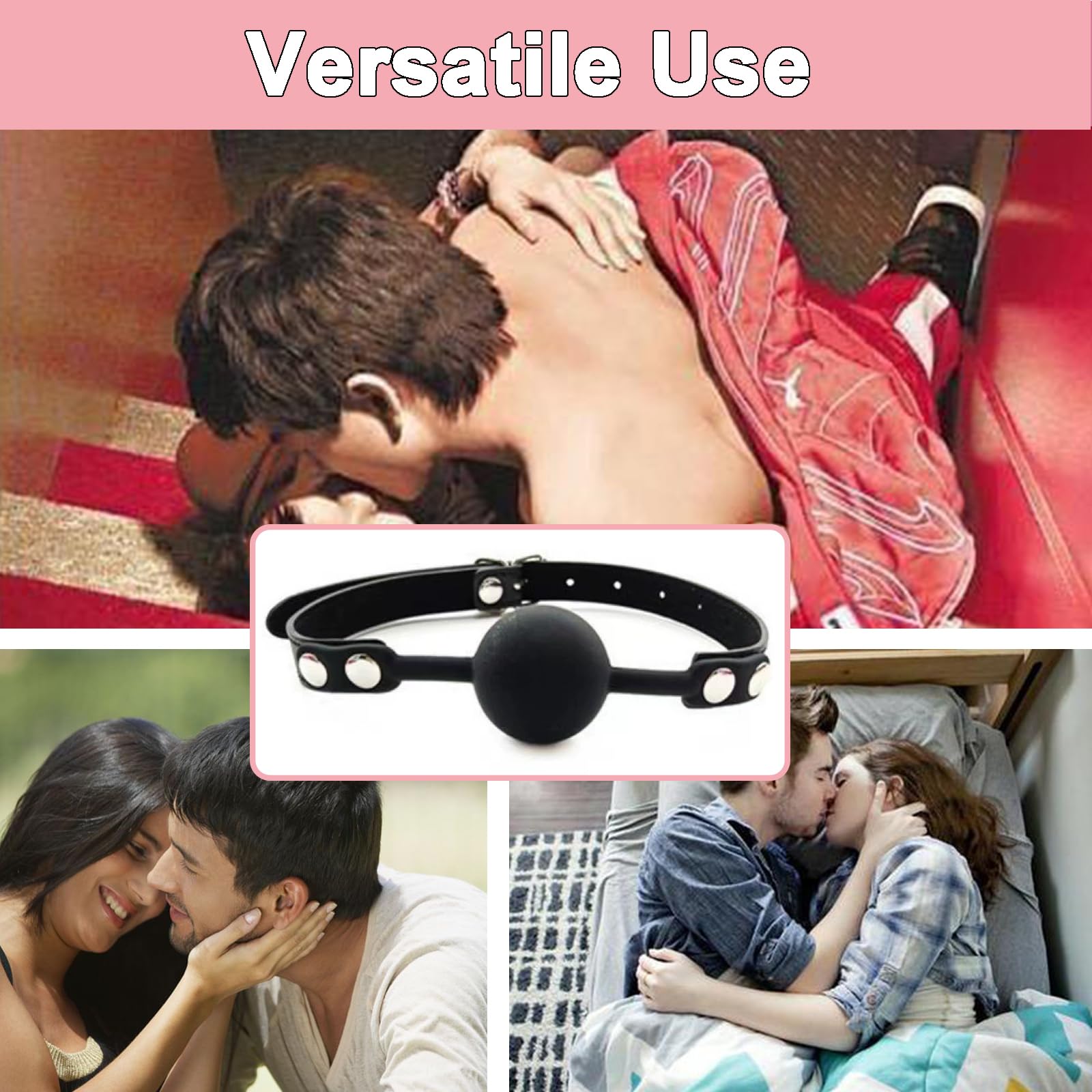 Leather Restraints Ball Mouth Plug Silicone Bondage Ball Gag for Sex