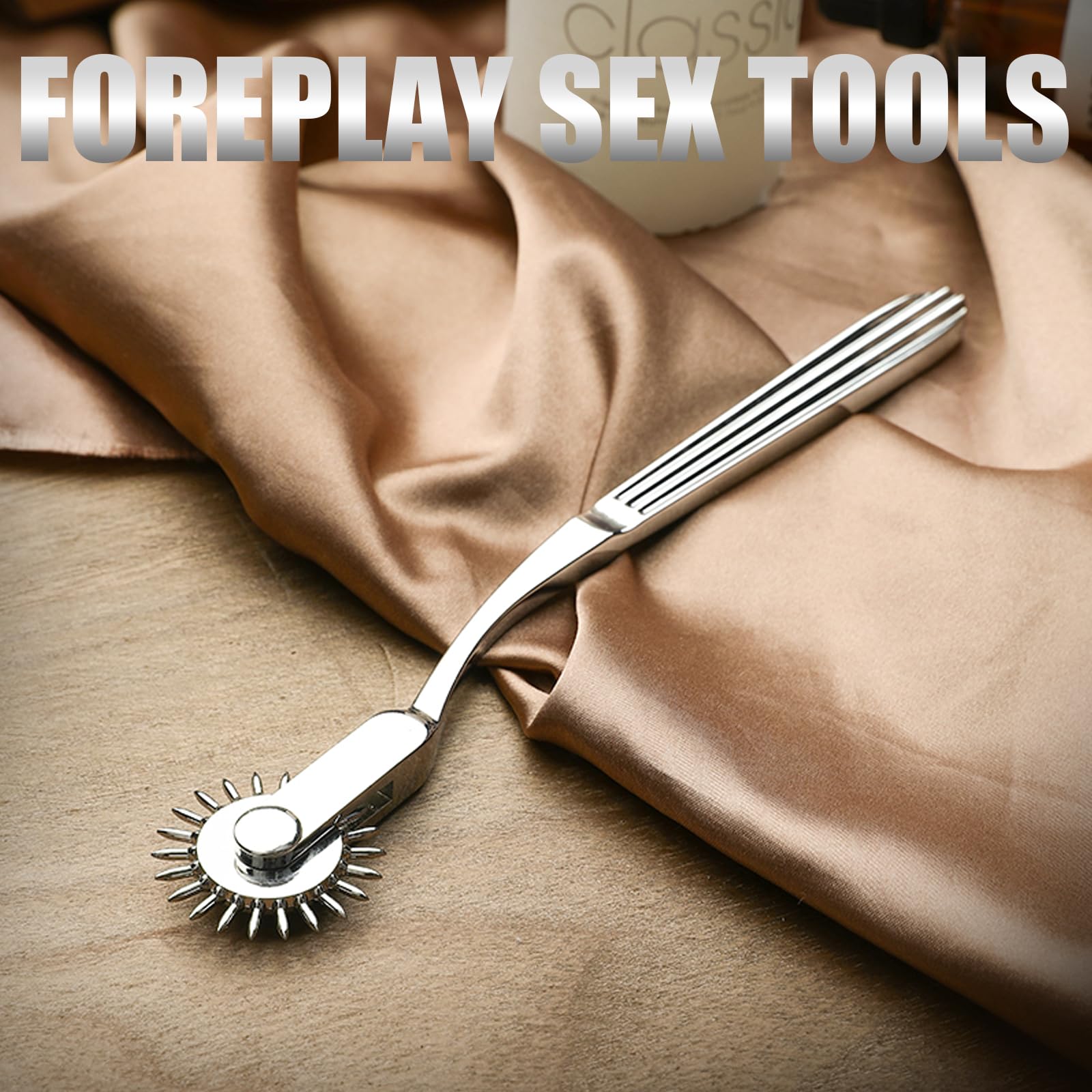 BDSM Toys Foreplay Pinwheel Sex Toys, Stainless Steel Wartenberg Wheel Roller Sex Tools Bondage BDSM Bear Sensory Play, 22 Pins Flirting Stimulation Roller Portable Couple Sex Toys Adult Bedroom Play