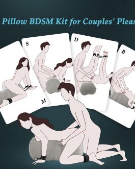 Sex Pillow Couples Sex Toys, Heart Shaped Inflatable Cushion Furniture for Bedroom Dildo Mount, Upsize Pillow with Bondage Cuffs, Cross Strap, Nipple Clamps BDSM Kit