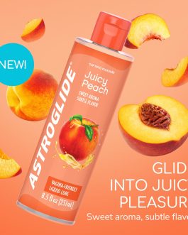 Astroglide Peach Flavored Personal Lubricant (8.5oz), Lube for Men, Women and Couples, Delicious Flavor, Hypoallergenic, Vaginal Safe, Condom Compatible