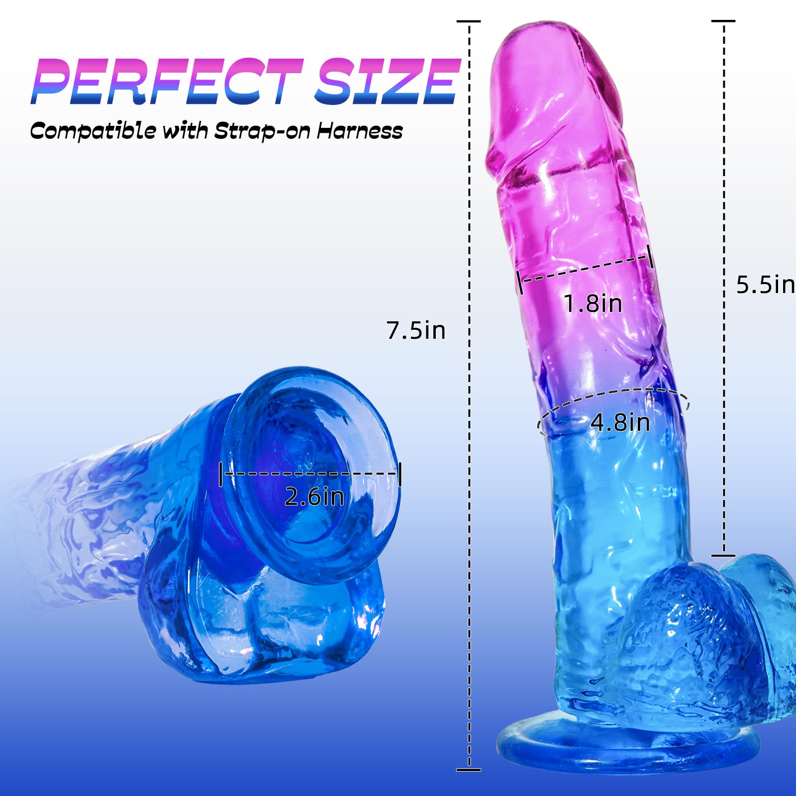 7.8” Realistic Dildo for Women & Couples, Dual Density Silicone G-Spot Toy with Strong Suction Cup, Soft Skin-Like Waterproof Design for Solo Play, Shower & Bedroom